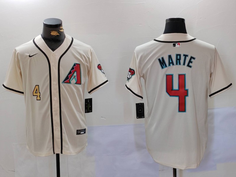 Men Arizona Diamondback #4 Marte Cream Game 2024 Nike MLB Jersey style 9122